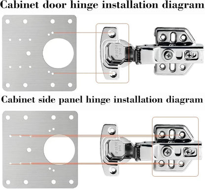 12 Pack Cabinet Hinge Repair Plate Kit, Stainless Steel Cabinet Door Repair Plates with Screws, Fix Loose Hinges & Stripped Screw Holes, Heavy Duty Hinge Reinforcement Brackets for Kitchen Cabinets