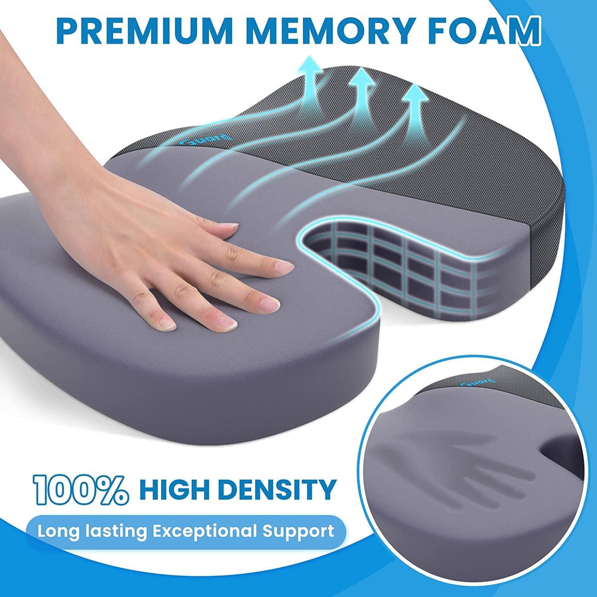 TushGuard Seat Cushion for Office Chair, Memory Foam Chair Cushion, Black