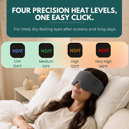 Heated Eye Mask – Cordless Electric Warm Eye Compress for Dry Eyes, Stye & Eye Strain Relief – 4 Heat Settings, Rechargeable, Light-Blocking, Blackout, Washable Cover (Ocean Stone)