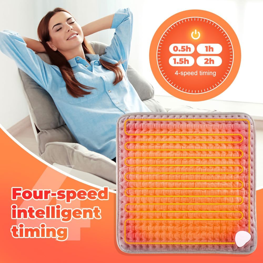 Electric Foot Warmer Heating Pad with 9 Temperature Levels & 4 Timers, Ultra-Soft Washable Heated Foot Mat with LCD Remote Control, Portable Heated Pad for Full Body Back Shoulder Pain Relief
