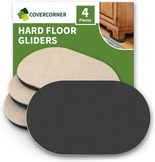 Felt Furniture Sliders for Hardwood Floors 8 PCS, 3 1/2" Beige | Felt Furniture Pads for Hardwood Floors, Furniture Moving Sliders, Heavy Duty Felt Movers Sliders, Chair Leg Floor Protectors