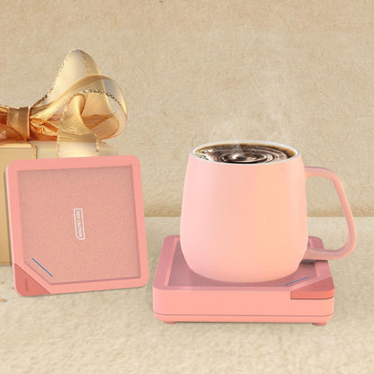 Coffee Mug Warmer Set: Coffee Warmer for Desk Auto Shut Off Candle Warmer Plate Electric Beverage Coffee Cup Warmer Heated Coffee Mug for Coffee,Tea, Milk Up to 131°F/55°C (Green)