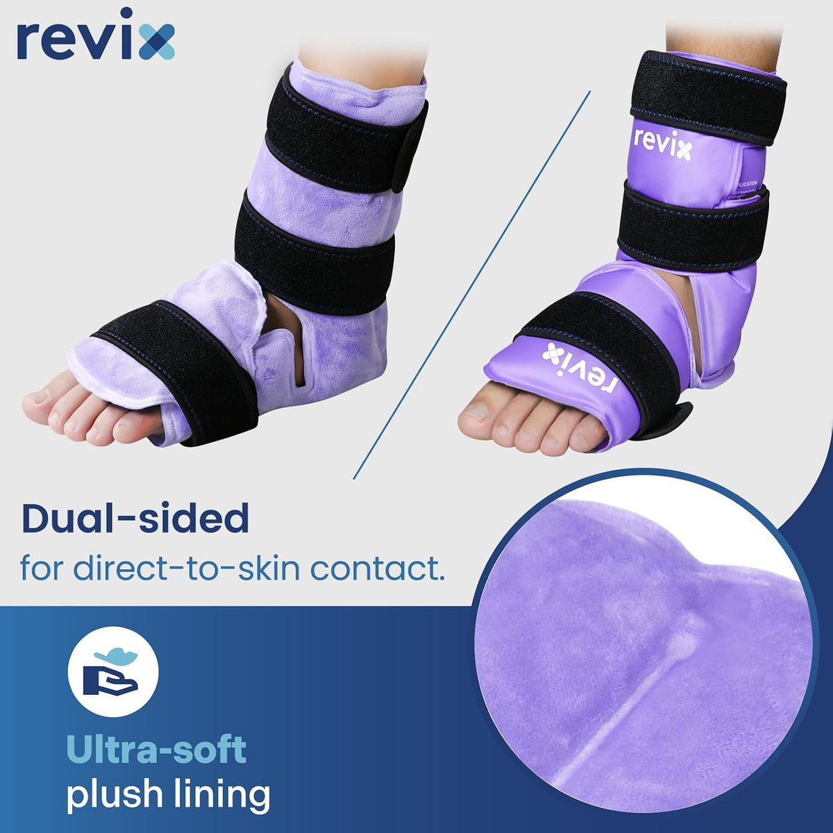 REVIX Ankle Ice Pack Wrap, Reusable Gel Ice Pack for Foot Pain Relief