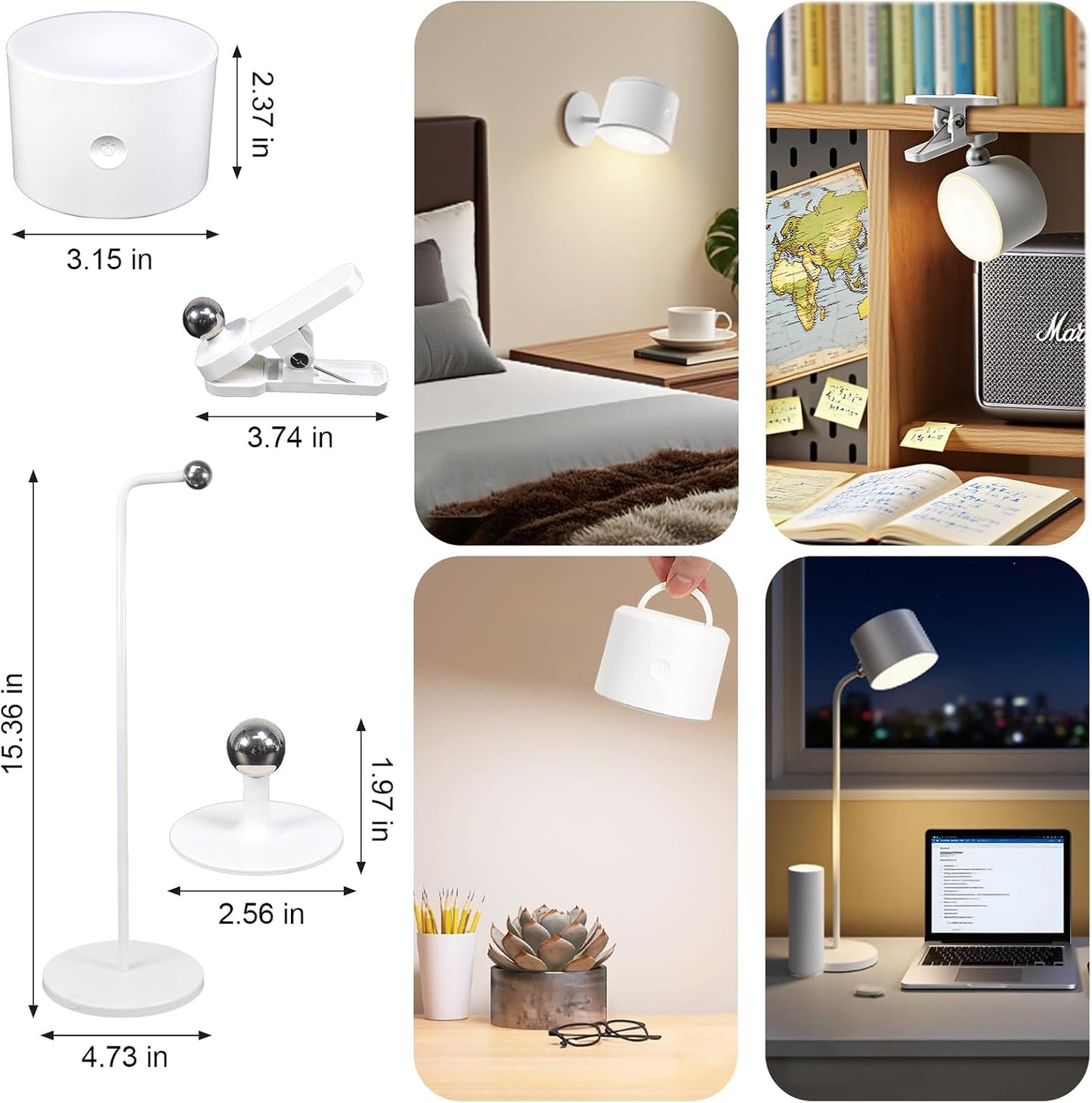 Lemical LED Magnetic Wall Mounted Lights USB Rechargeable Wall Sconces with Remote 3 Color Temperatures Dimmable 360°Rotate Magnetic Ball Convertible to Desk Lamp Bedside Light for Reading Hallway