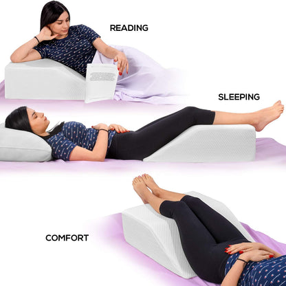 Ebung Memory Foam Leg Elevation Pillow - Support Pillow to Raise Feet for Better Elevation, Circulation, Leg Swelling Wedge Design for Comfort and Recovery