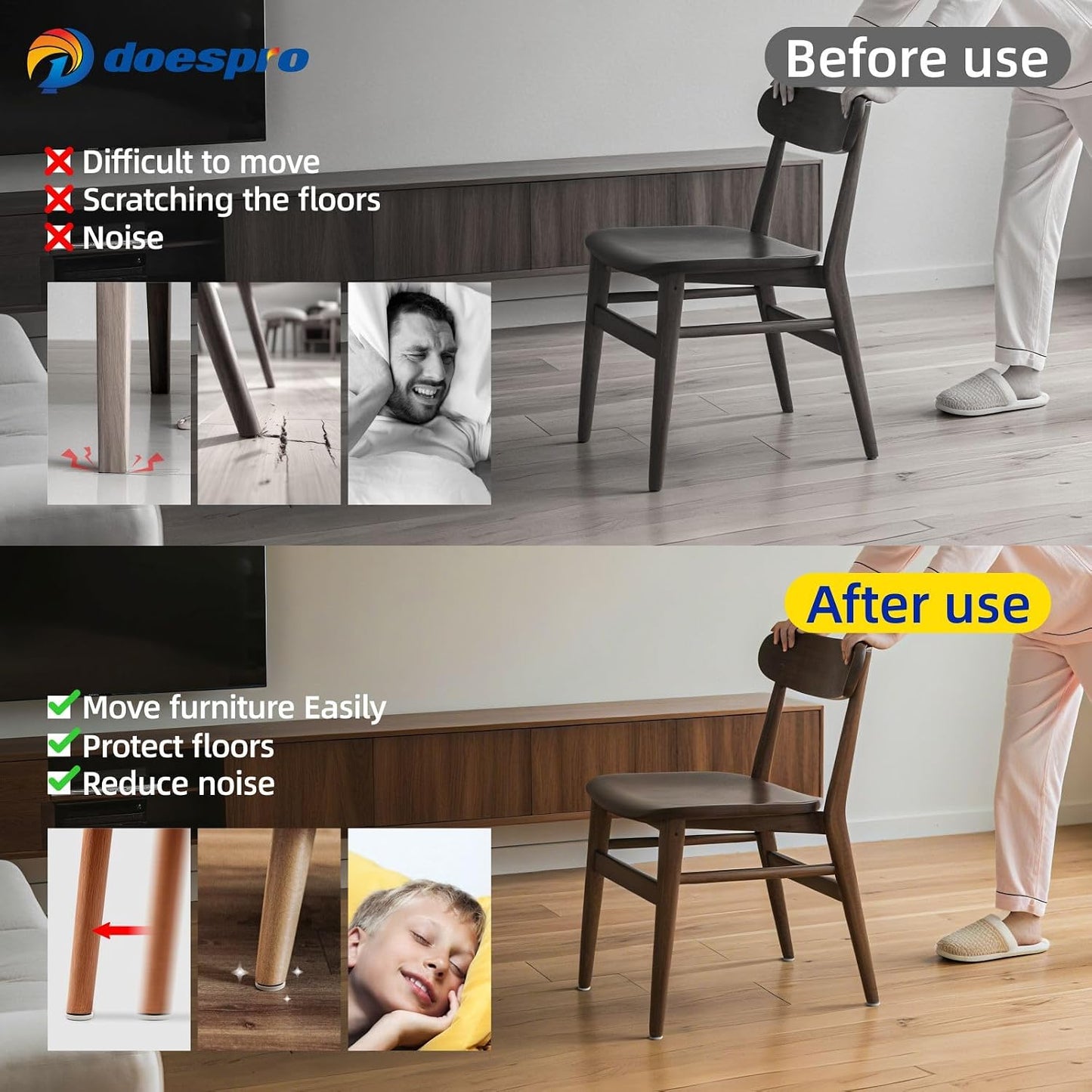 40PCS 1.4" Furniture Sliders for Hardwood Floors & Carpet, Self-Stick | PE Round Furniture Pads & Chair Glides for Hardwood Floors, Floor Protectors for Moving Furniture & Kitchen Appliances Easily