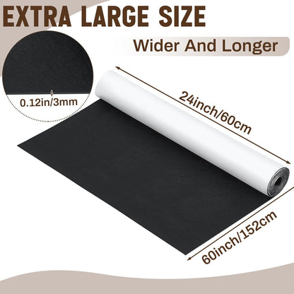 Fullhawl Large Felt Furniture Pads 8 x 60 Inch Non Slip Self Adhesive Heavy Duty Cuttable Strip Roll Felt Sheet Tape for Protecting Hardwood Floors Chair Wall, White