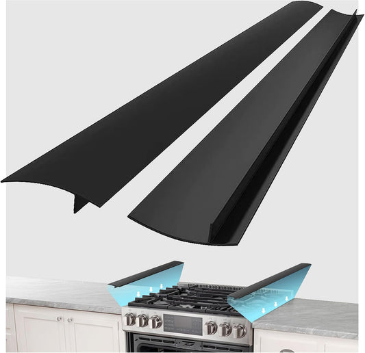 21in Silicone Stove Gap Covers Filler Guards 2Pack Black | Reusable Non-Stick Stove Guard for Gas Stoves, Gas Stove Cover for Samsung Gas Stove, Stove Covers for Gas Stove Top