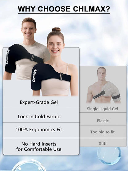 Shoulder Ice Pack for Rotator Cuff & Arm Cold Therapy Wrap,Reusable Hot Cooling Gel Brace Compression Sleeve for Pain Relief, Injuries Post-Surgery Recovery,Men & Women Gift (XLarge-Black)