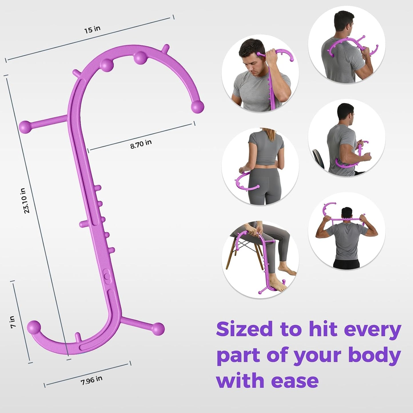 Detachable Trigger Point Massage Tool for Body Muscle Pain Relief | Button-Release Design, S/C, Massage Hook for Back, Neck & Shoulder, Pressure Point Therapy Tool for Deep Tissue Relief
