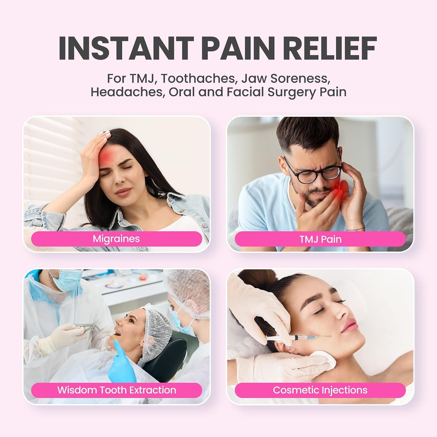 LotFancy Face Ice Pack Wrap for TMJ, Wisdom Teeth, with 4 Reusable Hot Cold Therapy Gel Packs, Pain Relief for Head, Oral and Facial Surgery, Dental Implants, Blue
