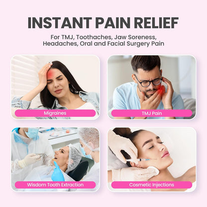 LotFancy Face Ice Pack Wrap for TMJ, Wisdom Teeth, with 4 Reusable Hot Cold Therapy Gel Packs, Pain Relief for Head, Oral and Facial Surgery, Dental Implants, Blue