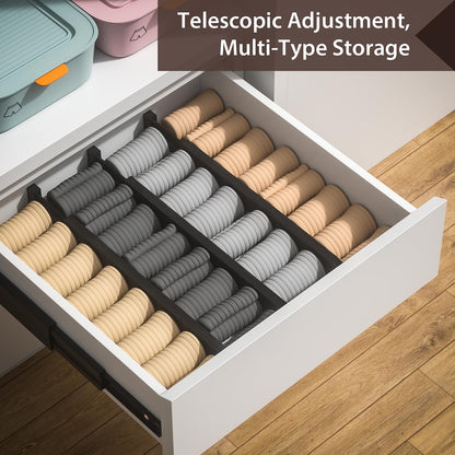 4 PCS Drawer Divider, 17"-22" Adjustable Bamboo Drawer Dividers Organizers, Expandable Separators for Kitchen, Clothes, Dressers, Home, Office
