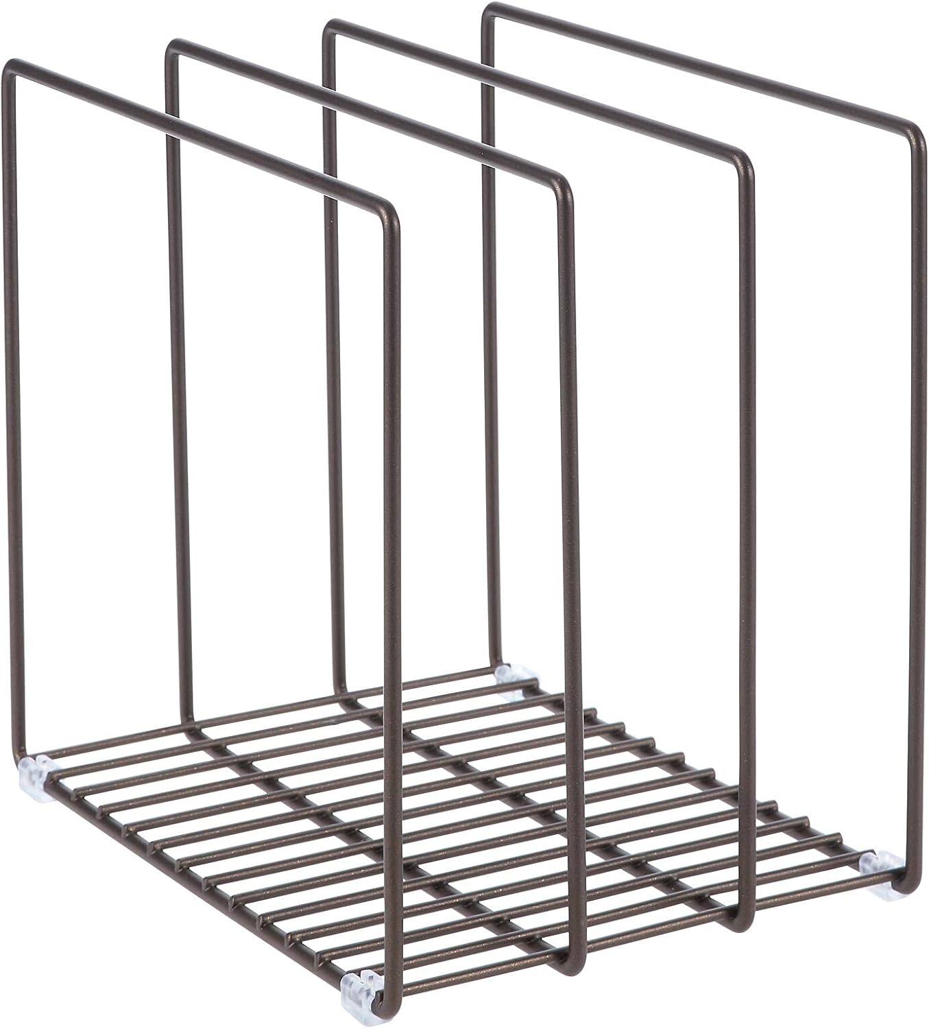 mDesign 3 Slot Tray and Pan Rack — Metal Wire Rack for Pantry and Kitchen Storage — Freestanding Pan Lid Holder Also for Baking Trays and Crockery – Silver