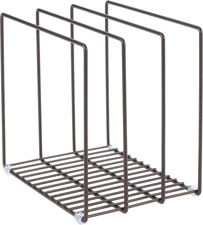mDesign 3 Slot Tray and Pan Rack — Metal Wire Rack for Pantry and Kitchen Storage — Freestanding Pan Lid Holder Also for Baking Trays and Crockery – Silver