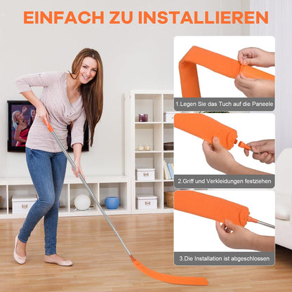 Retractable Gap Dust Cleaner Brush with Long Handle 30 to 100 inches, Cleaning Tools with 2 Microfiber Dusting Cloths, Extendable Duster for Cleaning Under Refrigerator Sofa Couch Bed Furniture