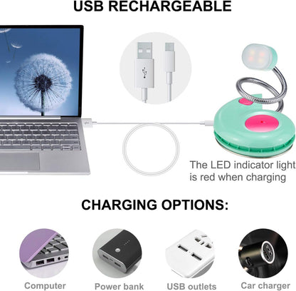 LUXSWAY Rechargeable Reading Light for Kids, LED Book Light with Magnetic Clip and Flexible Gooseneck, Cute Amber Bookmark Light - Violet