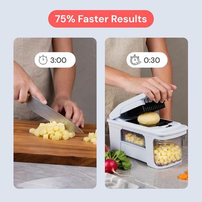 Fullstar Pro XL Vegetable Chopper & Mandoline Slicer w Pull-Out Catch Tray | 6 in 1 Veggie, Onion & Fruit Slicer, Dicer & Grater with Sharp Stainless Steel Blades - XL Food Prep Set (Black)