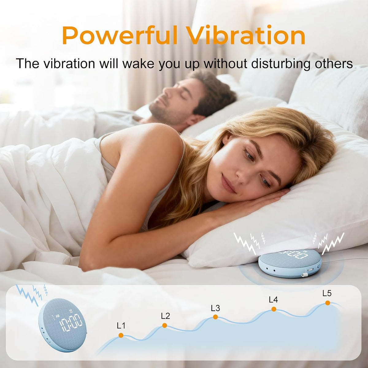 Gianna Loud Alarm Clock with Bed Shaker for Deep Sleepers and Everyday Use