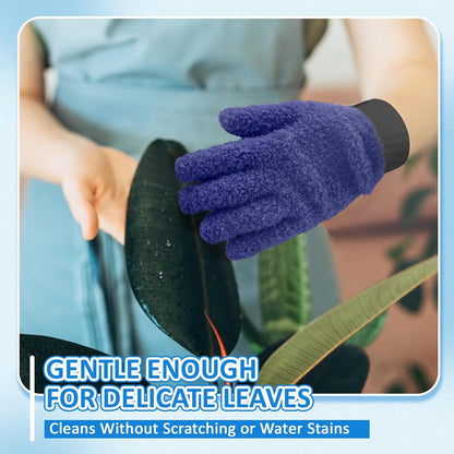 MIG4U Microfiber Dusting Gloves House Cleaning Glove for Blinds, Windows, Shutters, Furniture, and Car, Reusable Lint-Free Blue 1 Pair S/M