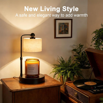 Candle Warmer Lamp with Timer, Best House Warming Gift, Height Adjustable & Dimmable Electric Candle Warmer Lamp, Includes 2 Bulbs, Birthday Gift for Women, Mom, Housewarming - Flaxen