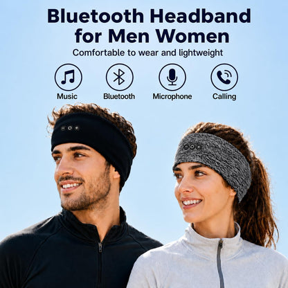 2-Pack Bluetooth Sleep Headphones with Ultra-Thin Speakers, Headband Headphones for Sleeping & Sports, No Ear Pressure for Side Sleepers,12-Hour Battery, Works with All Bluetooth Device-Black&Gray