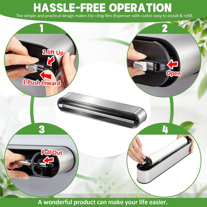Lothee 2-piece Magnetic Foil & Plastic Wrap Dispenser with Cutter and Magnetic Paper Towel Holder Stainless Steel Kitchen Organizer Set Space Saving for Drawer Countertop Fit 12" Cling Film & 9" Paper