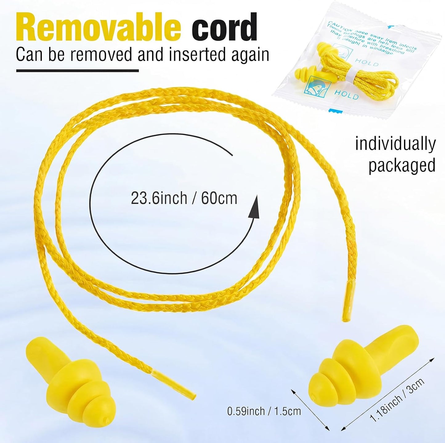Tondiamo 200 Pairs Ear Plugs Reusable Silicone Earplugs with Cord Sleeping Individually Wrapped Hearing Protection Noise Cancelling Earplugs for Work Construction Shooting Sports(Fresh)