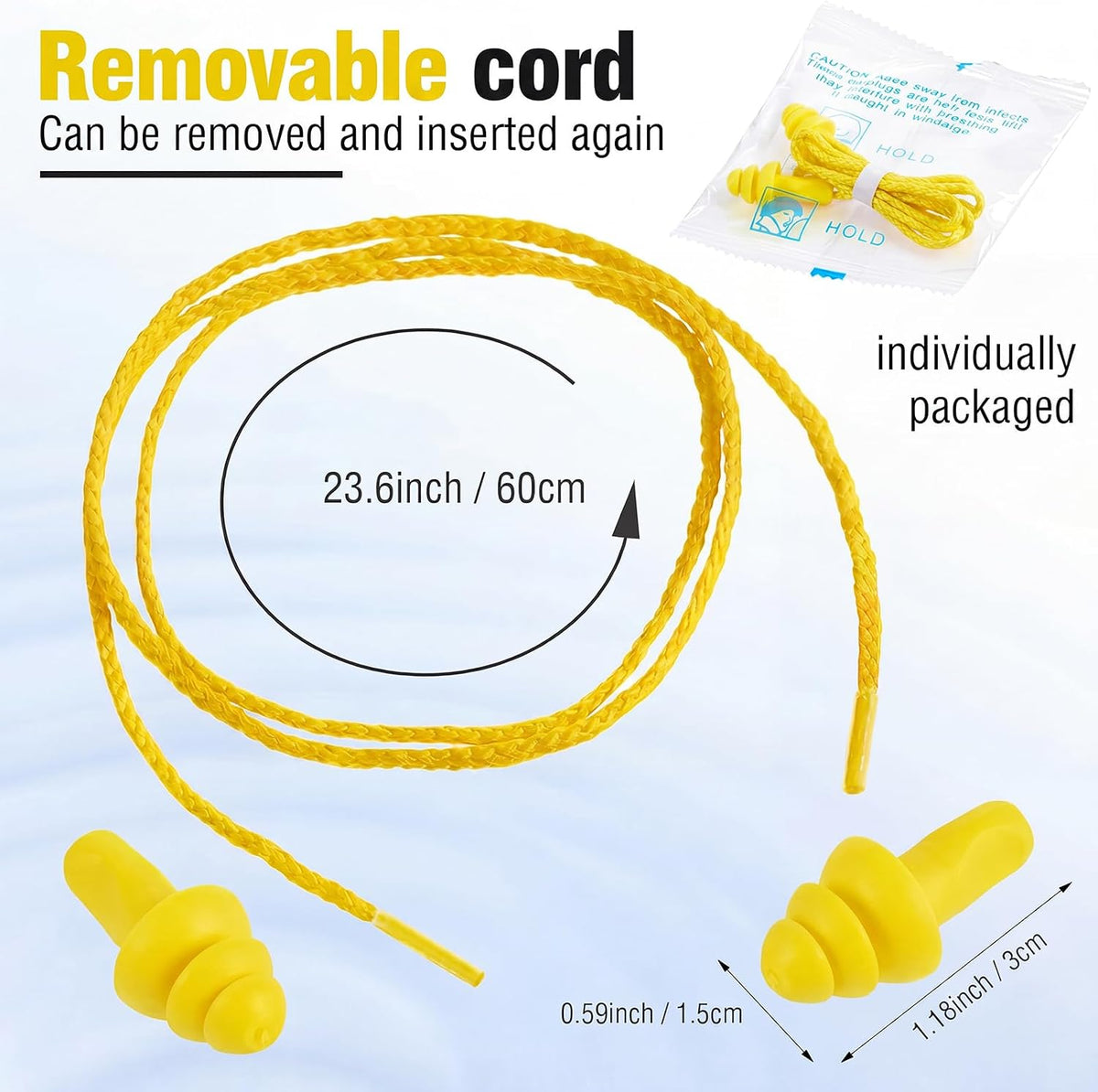 Tondiamo 200 Pairs Ear Plug Bulk with Cord Reusable Silicone, Fresh