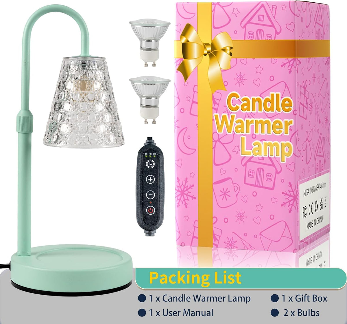 Candle Warmer Lamp with Timer Dimmable, Wax Melt Warmer, Black