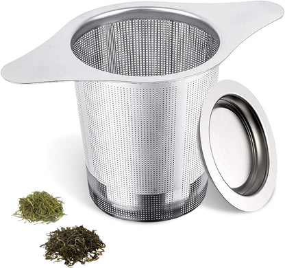 NKOVE Stainless Steel Tea Infuser, Loose Leaf Tea Strainer, Fine Mesh | Universal Tea Filter for Teapot Cup Mug, Reusable Tea Steeper Basket with Fine Mesh, Stainless Steel Infuser