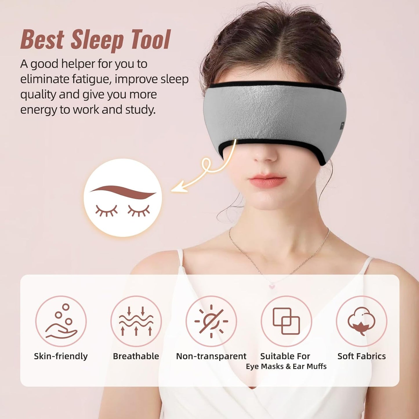 Sleep Mask, Eye Mask for Sleeping with Heads Adjustable, Earmuffs for Sleep for Men & Women, 2 in 1 Ear Mask and Blindfold, Soft Dual-Sided All-Season Eye Cover for Side Sleepers (Black)