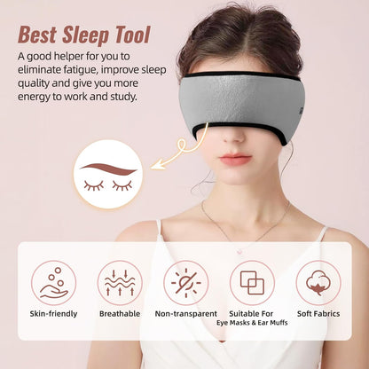 Sleep Mask & Earmuffs for Sleep - 2 in 1 Ear & Eye Mask with Ear Plugs