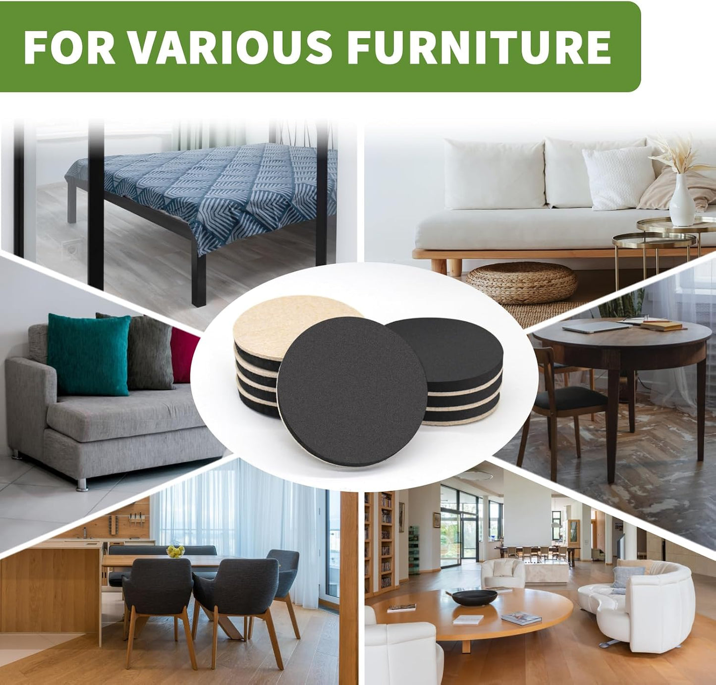 Felt Furniture Sliders for Hardwood Floors 8 PCS, 3 1/2" Beige | Felt Furniture Pads for Hardwood Floors, Furniture Moving Sliders, Heavy Duty Felt Movers Sliders, Chair Leg Floor Protectors