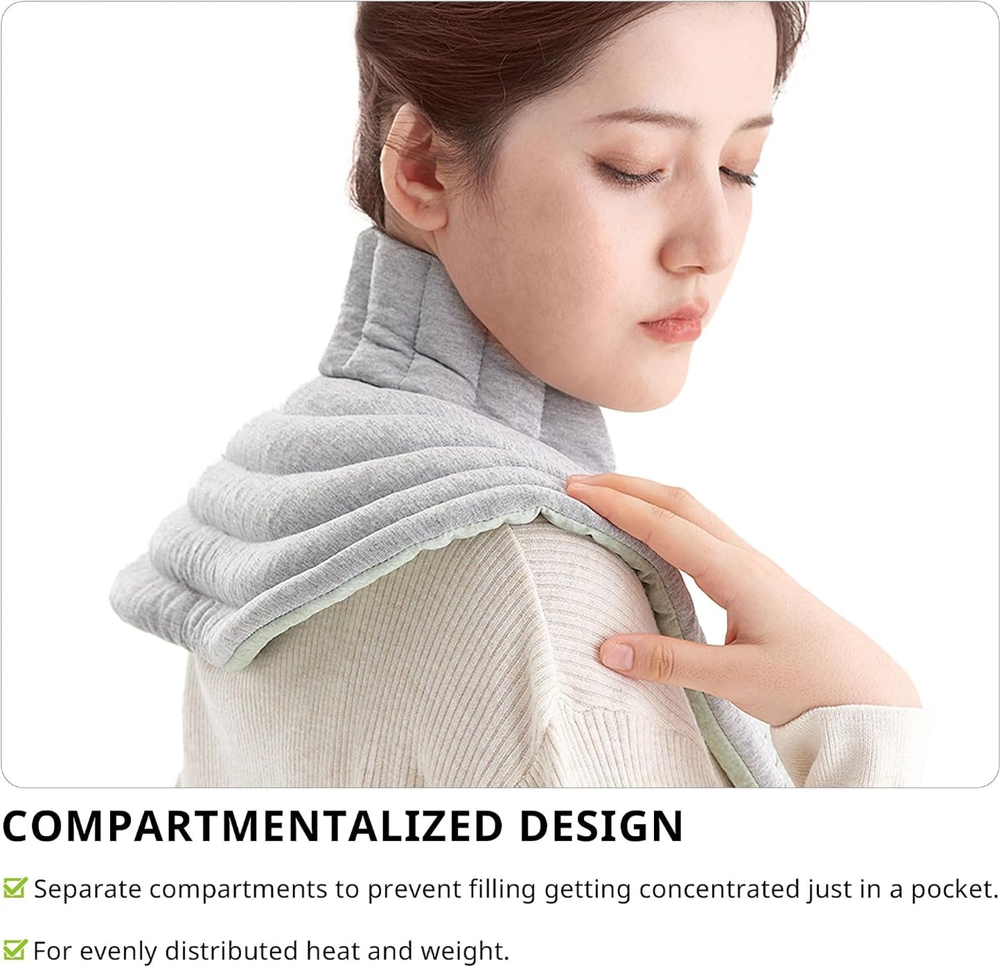 Mynt Compartmentalized Microwavable Heated Neck and Shoulder Wrap | Neck and Shoulder Heating Pad, Cooling Pad