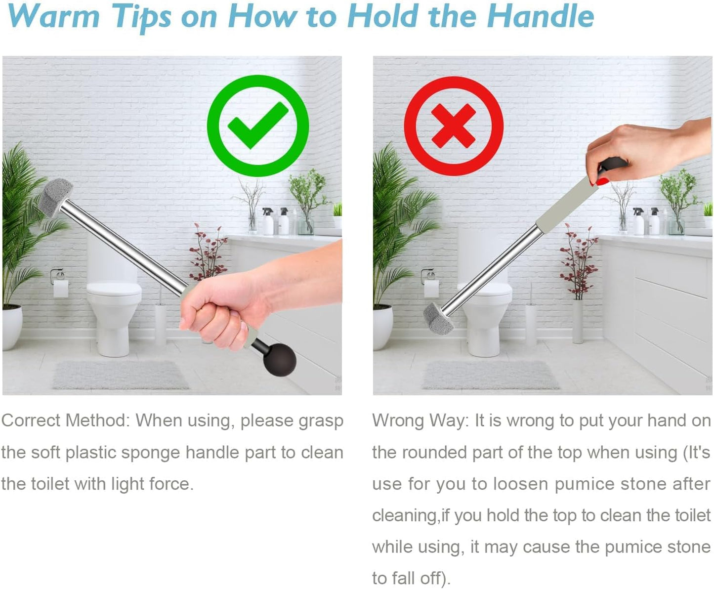 Pumice Stone Toilet Bowl Cleaner for Hard Water Ring & Stains | Removes hard water rings, calcium buildup & rust stains from toilet bowls without scratching porcelain.
