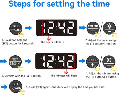 Netzu Loud Alarm Clock for Heavy Sleepers, Plug-in RGB Vibrating Alarm Clocks with Bed Shaker, 5 Dimmers, 2 Alarms and Snooze for Bedrooms Hearing Impaired Deaf Adults (Black)
