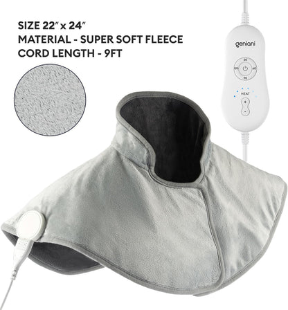 GENIANI Back Pain & Relaxation Gifts for Women – Electric Heating Pad for Back, Neck & Shoulders, Soft Microplush Electric Throw Heating Pad for Period Comfort, Fast Heating, Auto Shut Off, 12"x24"