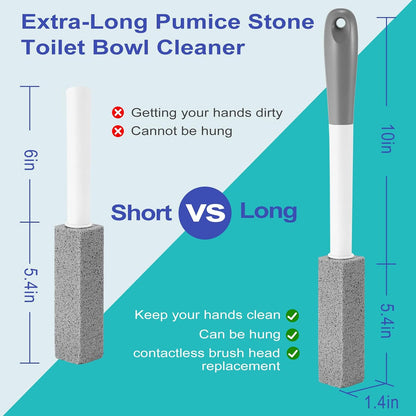 4 Pack Gnvop Toilet Pumice Stone with Long Handle,Pumice Stone Toilet Bowl Cleaner,1 Cleaning Handle, 4 No Touch Replaceable Piedra Pomez for Cleaning Toilets, Bathtubs, Grills, Swimming Pools, Sinks