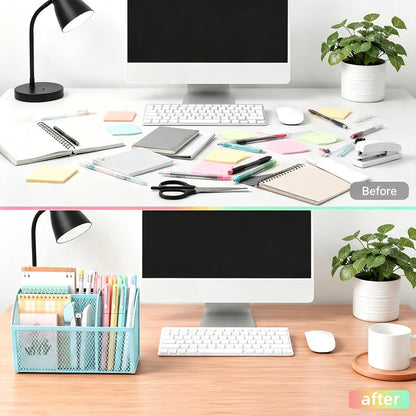 Magnetic Pencil Holder, Magnetic Organizer for Locker Accessories, Black | Mesh Marker Holder with Strong Magnets and 3 Compartments for Whiteboards Refrigerators and Magnetic Lockers