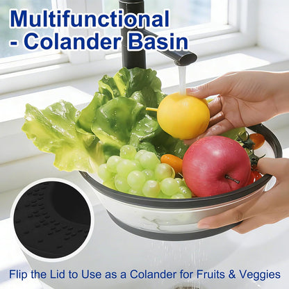 Microwave Splatter Cover for Food with Handle &Heat-Resistant Mat, 10.7" Collapsible Microwave Plate Cover - BPA Free, Dishwasher Safe Food Lid, Multi-Use Colander & Steamer for Meal Prep （Black）
