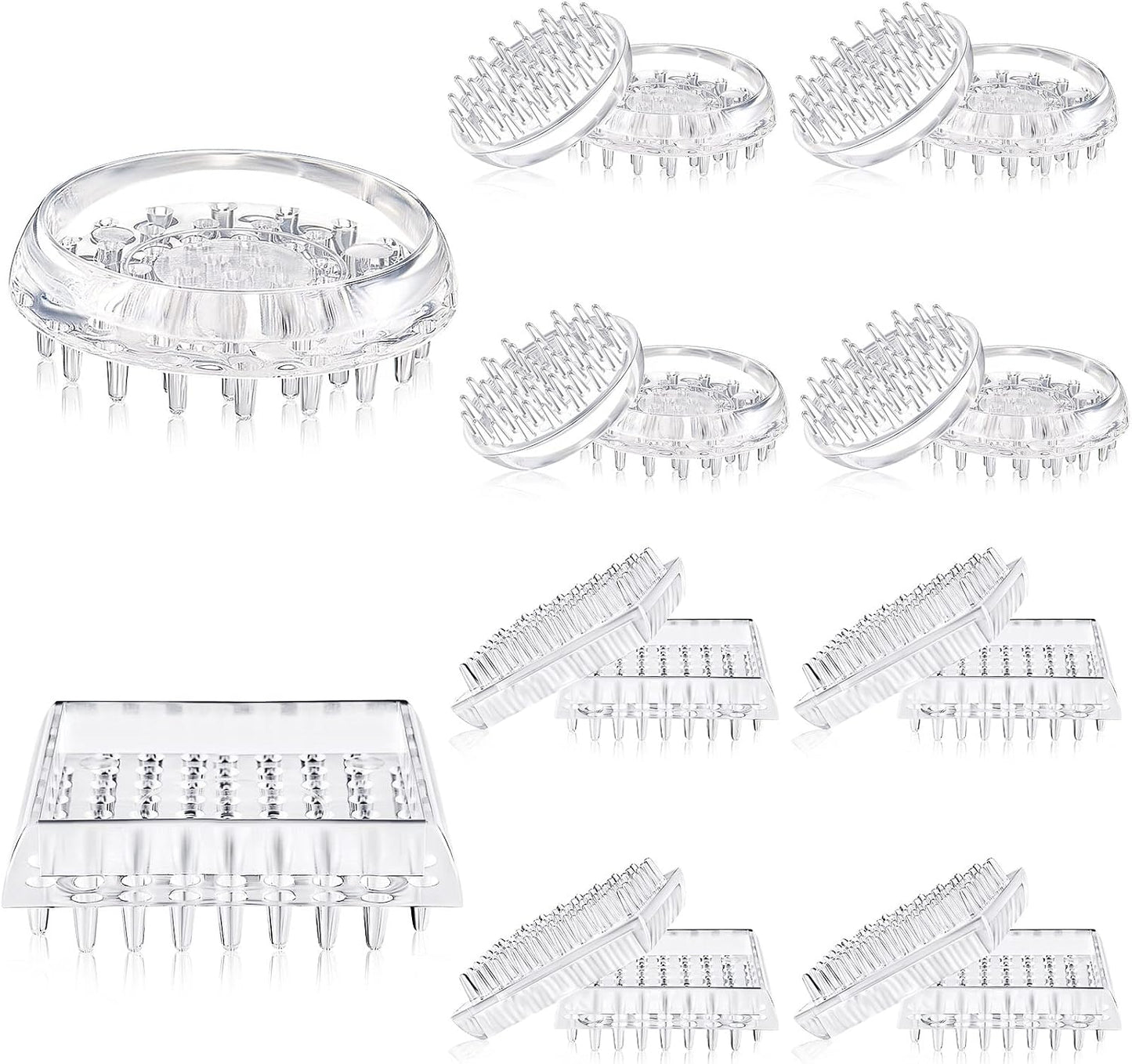 Queekay 8 Pcs Carpet Protector Spiked Plastic Caster Cups Round and Square Comfortable Touch Caster Cup Spiked Furniture Protector for Sofas, Tables, Chairs Offices Bookcases Other