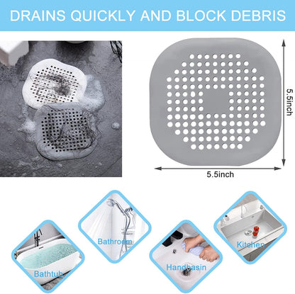2 Pack Shower Drain Hair Catcher, Silicone Drain Cover with Suction Cup,Shower Drain Protector Drain Strainer Hair Stopper for Kitchen Bathroom Bathtub Sink(New Black 2Pack)