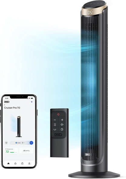 DREO Smart 42'' Tower Fan for Bedroom, 12 Speeds, 20dB Quiet Standing Fan