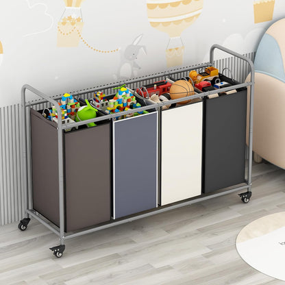 LINZINAR 3 Section Laundry Hamper, Black Laundry Basket 135L Laundry Sorter | Laundry Room Organization with Heavy Duty Rolling Lockable Wheels and Removable Bag, Bedroom Laundry Cart for Clothes Storage