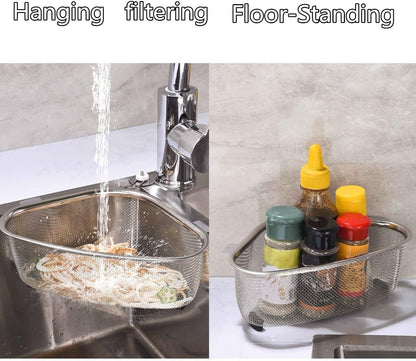 Kitchen Triangle Sink Strainer, Corner Sink Strainer, Multifunction Sink Drain Strainer Basket, Stainless Steel Food Catcher Strainer for Kitchen Waste, Vegetable, Fruits (Silver) (CF-001)