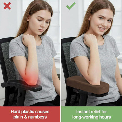 Smiry Memory Foam Office Chair Armrest Pads, Non-Slip Armrest Cushion | Ergonomic Arm Rest Pads with Adjustable Buckles and Straps, Elbow Relief for Desk, Gaming & Wheelchair, Black, Set of 2