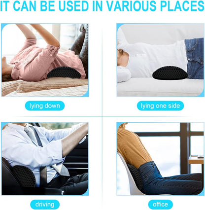 Lumbar Support Pillow for Office Chair, Memory Foam Lumbar Pillow for Lower Back Pain Relief (Grey)