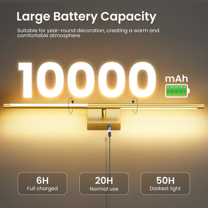 10000mAh Rechargeable Wall Lights, Black Gold, 29 Inch, 3CCT, 2 Pack