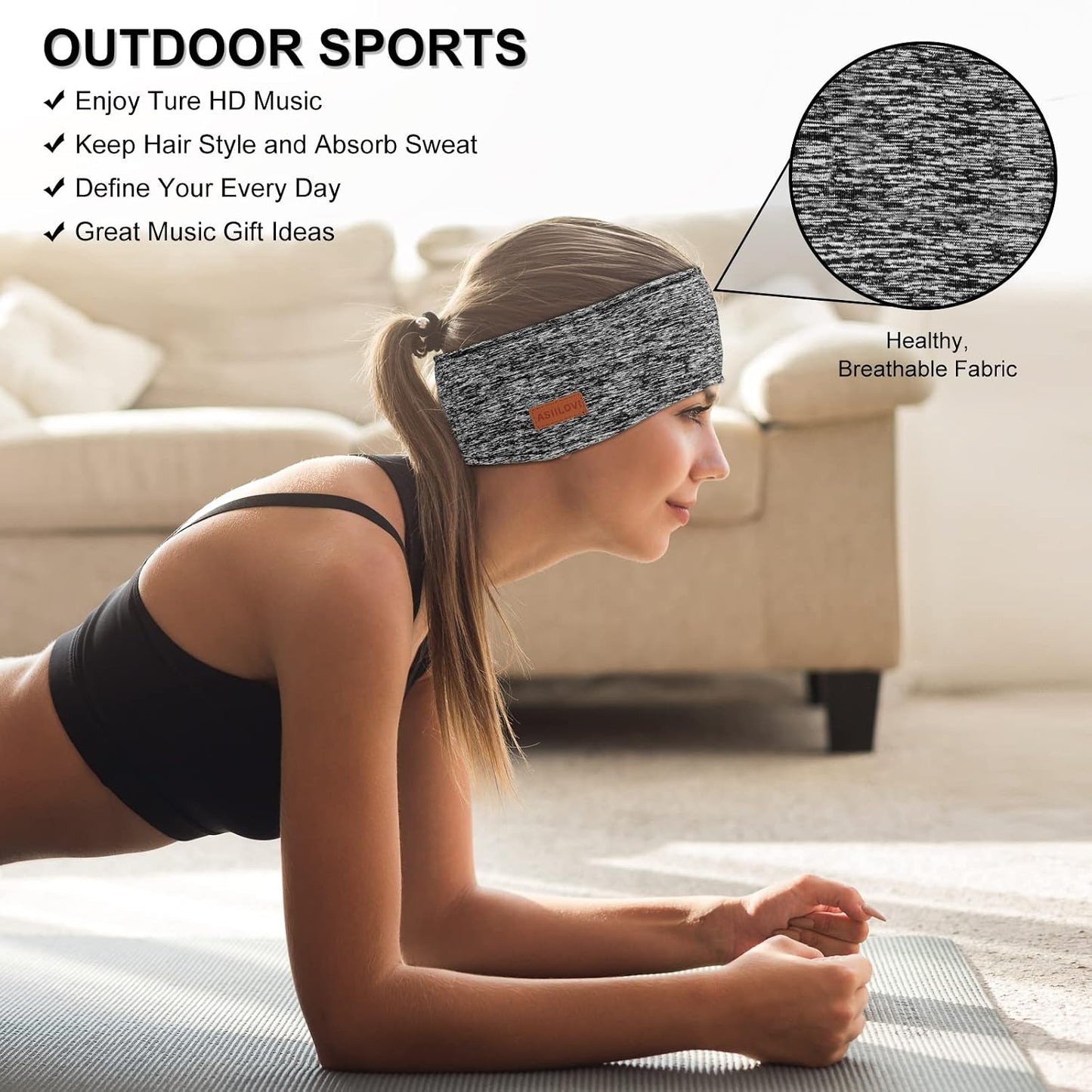Sleep Headphones & Ear Warmers Headband Headphones & Ear Muffs Ear Covers with Ultra-Thin HD Stereo Speakers for Outdoor Sports Running Nap Sleeping ASMR & Daily Wear (Wired-Gray)